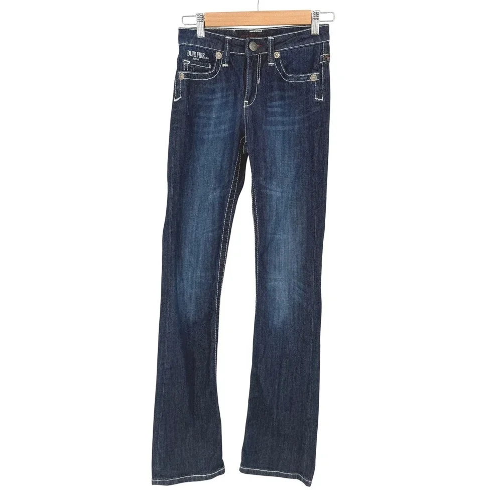 Blue Fire Jeans Bootcut Womens W26 Dark Wash Excellent Contrast Stitch Y2K Denim